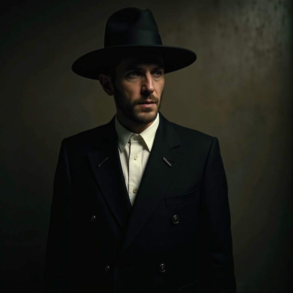 Orthodox Jewish Man in Dramatic Cinematic Portrait