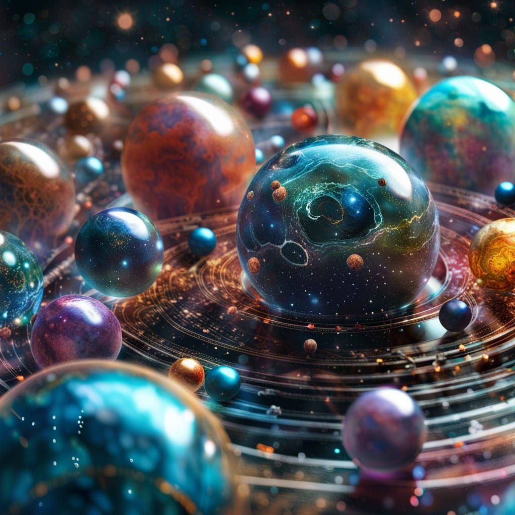 Solar system made of glass spheres  by @Neovive