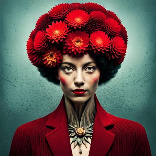 Surreal portrait in red