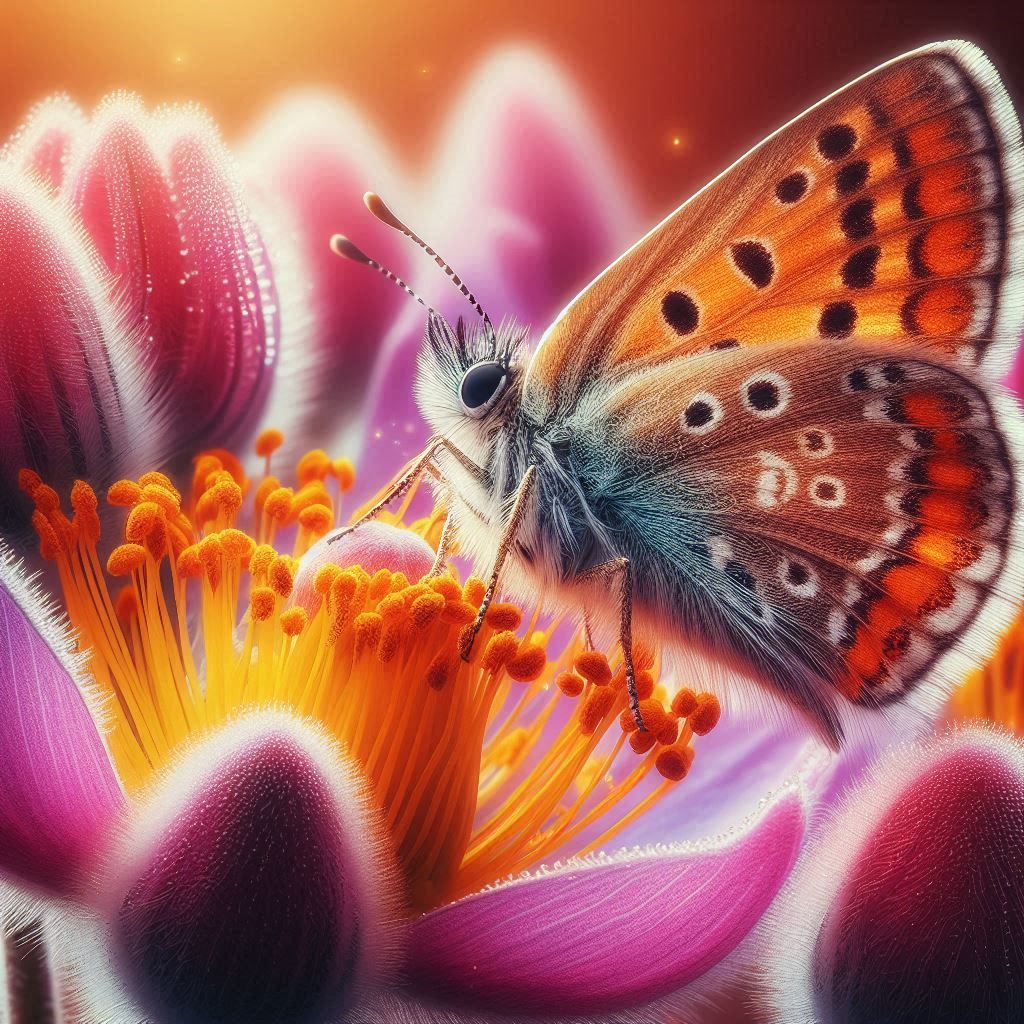 "ein Schmetterling, der sich auf einer schönen Blume ausruht...