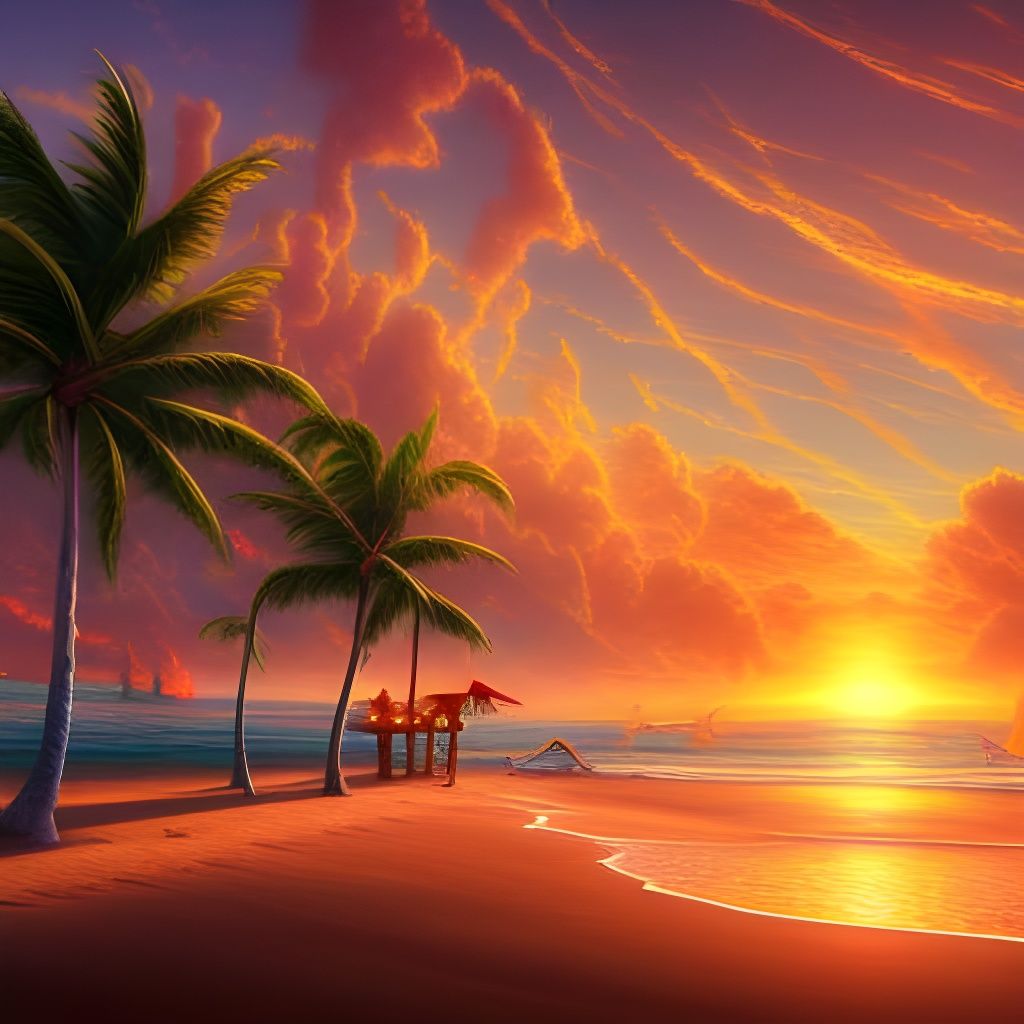 Beach at Sunset  by @Lucky Tiger