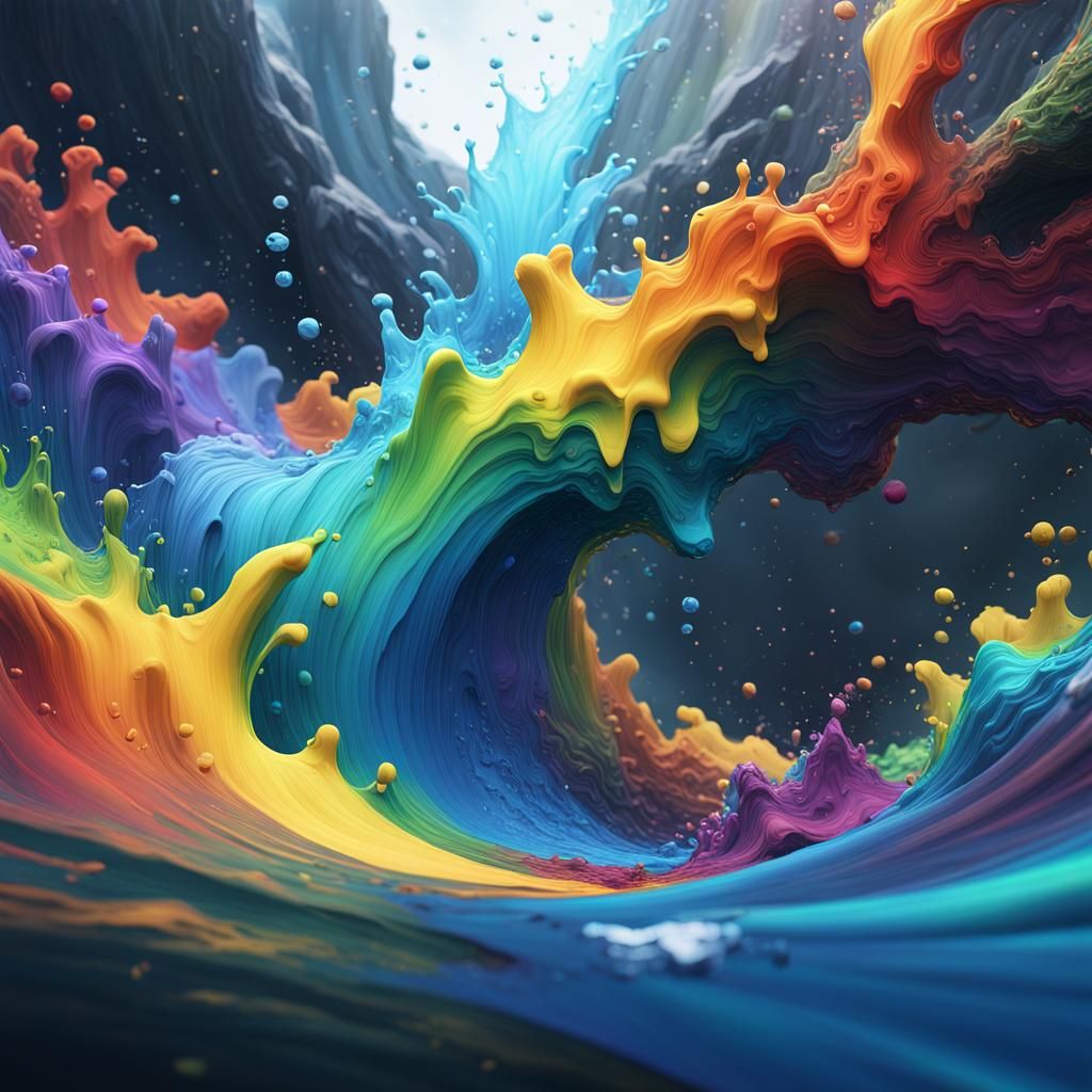 Rainbow water abstract flowing