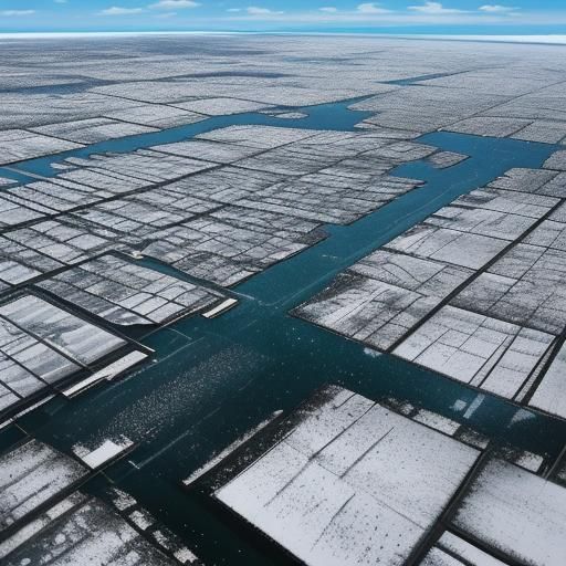 Japanese Ink Wash Painting of Winter Seascape