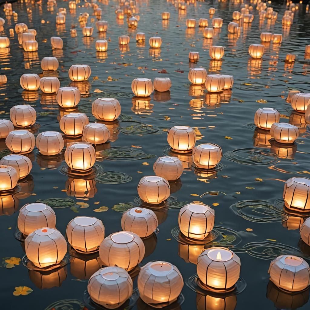 Toro nagashi, Japanese lantern festival - AI Generated Artwork ...