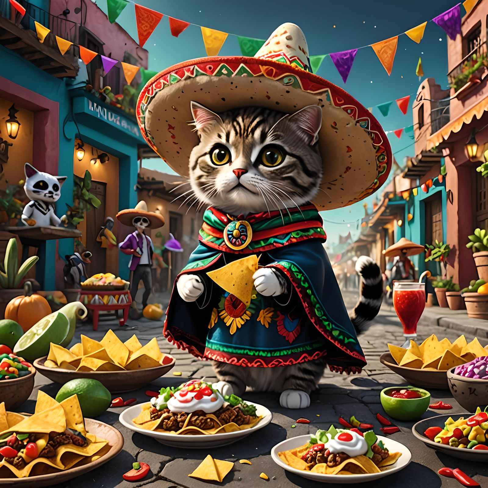 Greedy Mexican Cat - AI Generated Artwork - NightCafe Creator