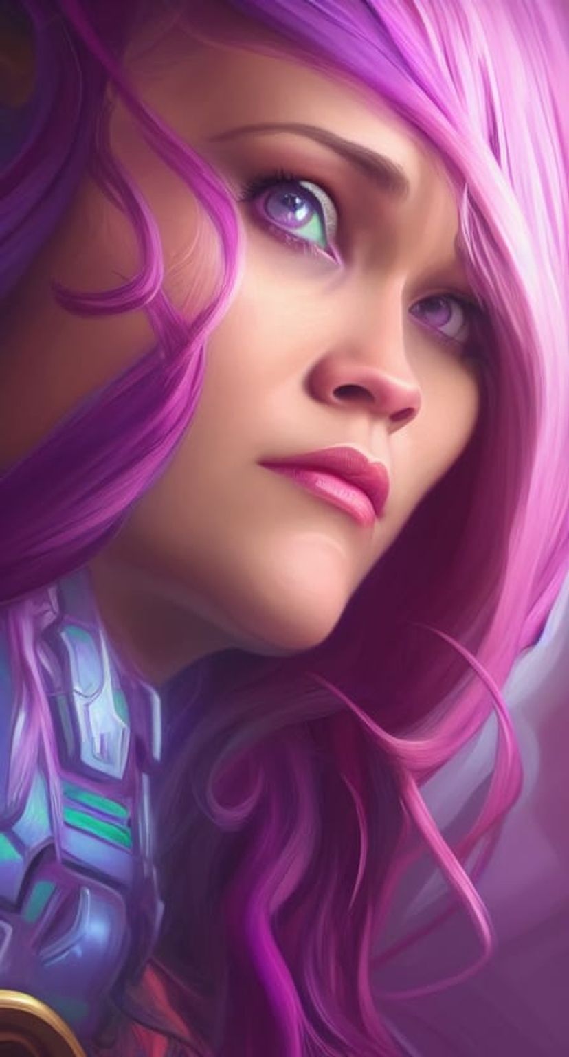 Stunningly Beautiful Reese Witherspoon Neon And Purple Hair Fantasy Art Fae Priestess World 