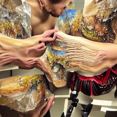 Dancers putting on prosthetics 8k resolution beautiful detai...