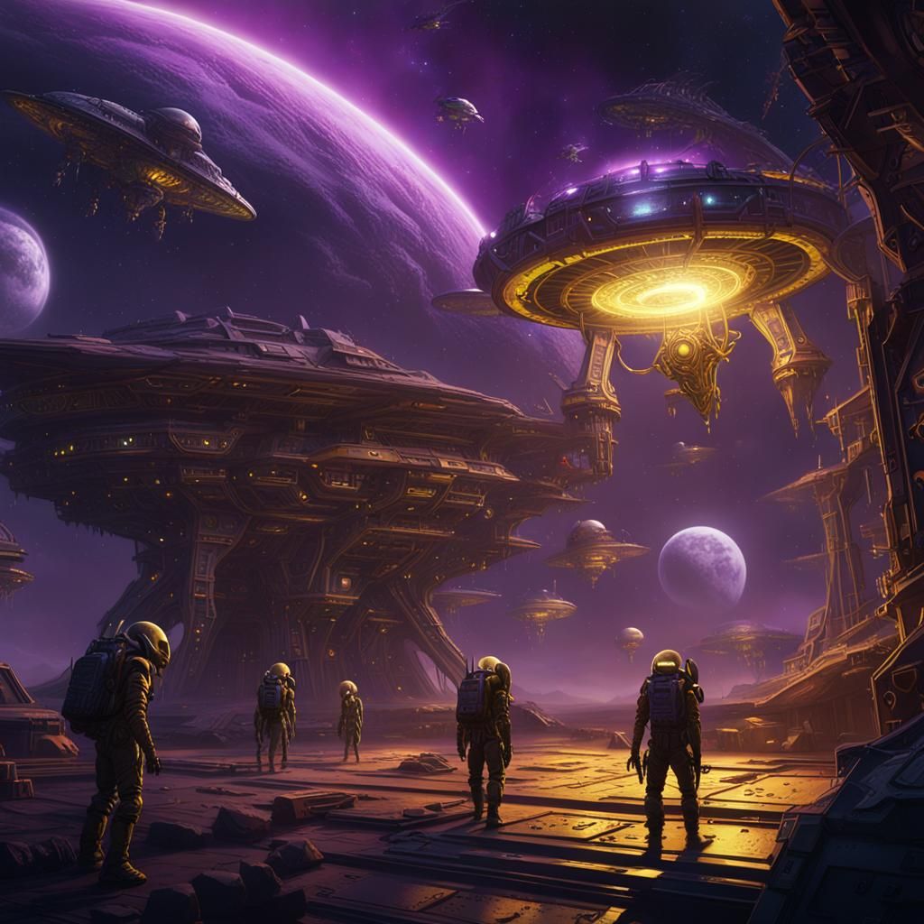 Aliens controlling the outer space a masterpiece, 8k resolution, dark fantasy concept art, by Greg Rutkowski, ...  by @LoHdessin