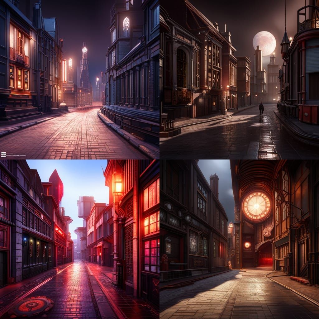 Gothic streets steam punk future red light district