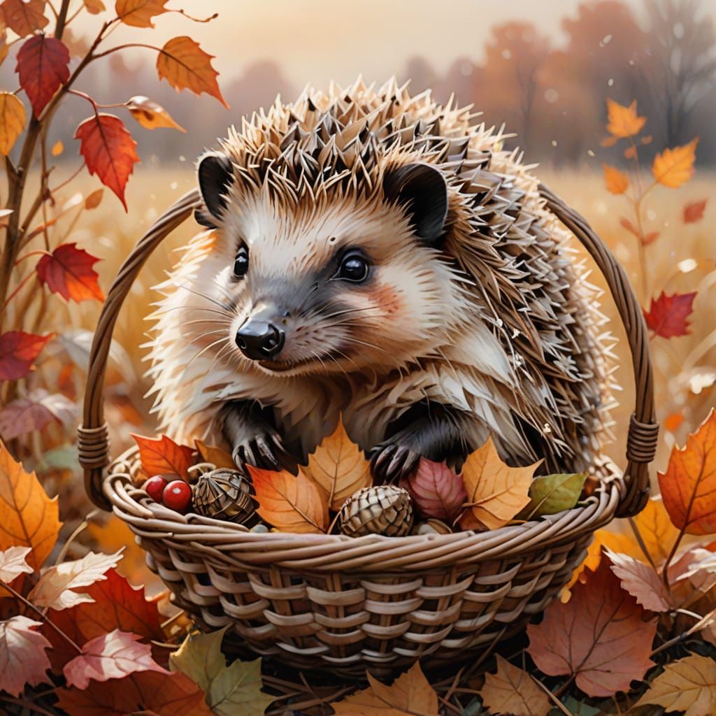 Hedgehog camouflaging himself with leaves. Hoping no one notices and takes him home.