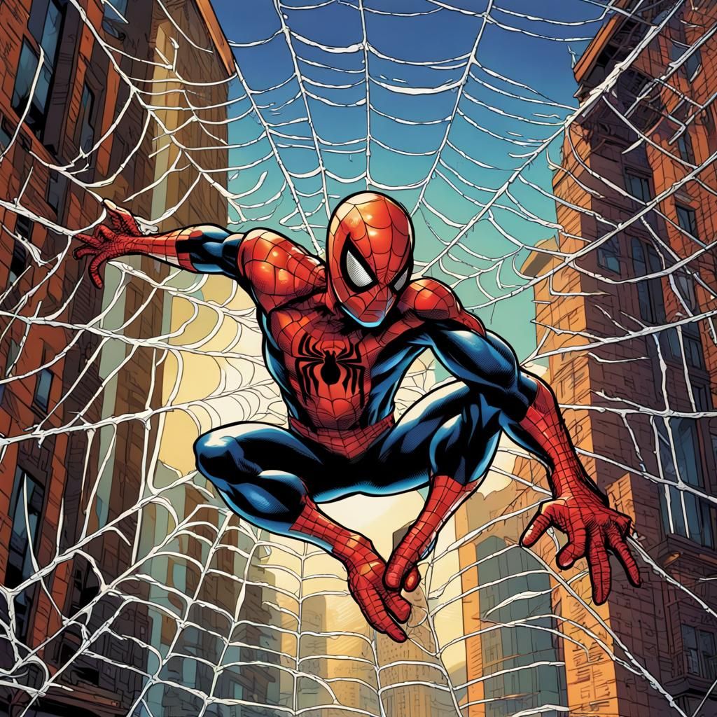 Spiderman spinning his web! - AI Generated Artwork - NightCafe Creator