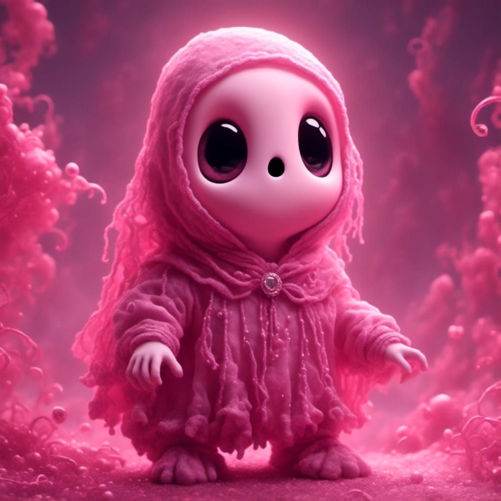  <lora:CutieMon:1.0> Cute adorable PINK BABY GHOST