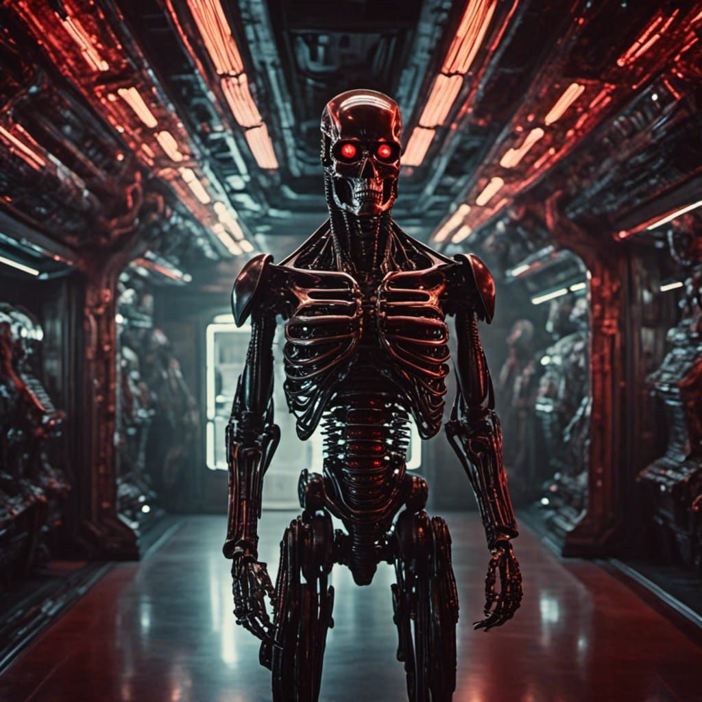 <lora:Alienbiopunk:1.0> A hyperrealistic wide view of a Term...