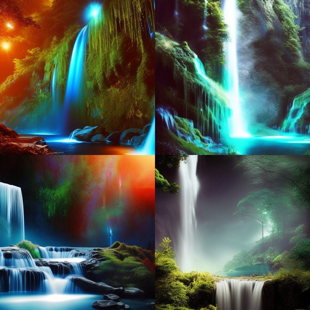 Glowing waterfall