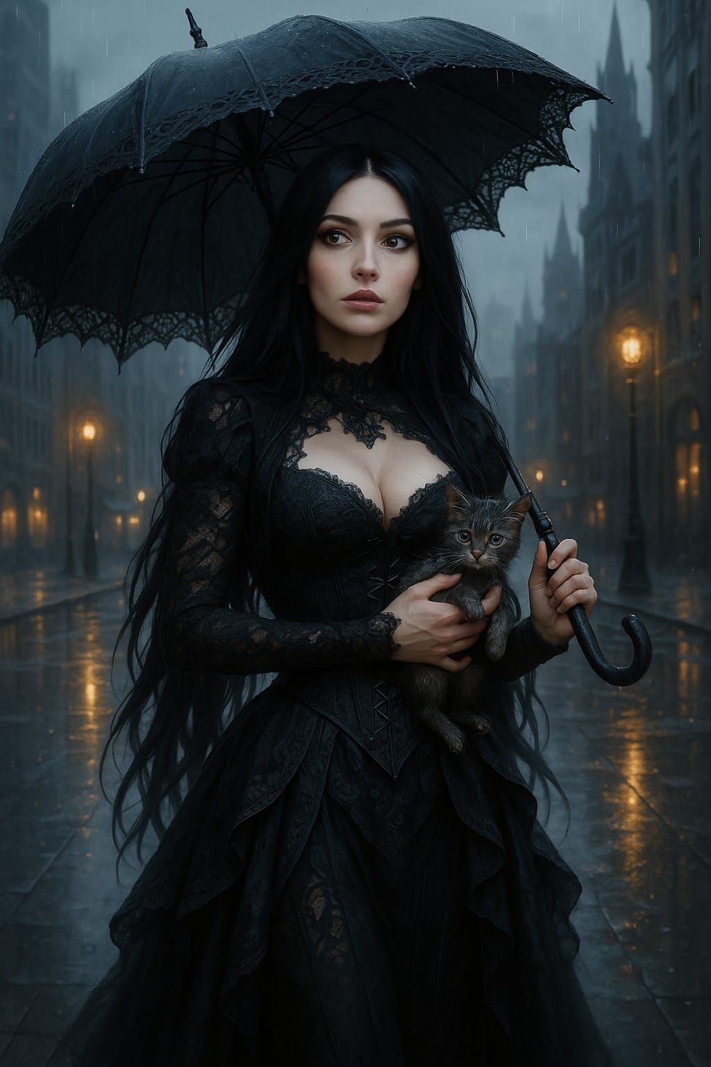 Goth-Metal Girl Found Kitten in the Rain V2