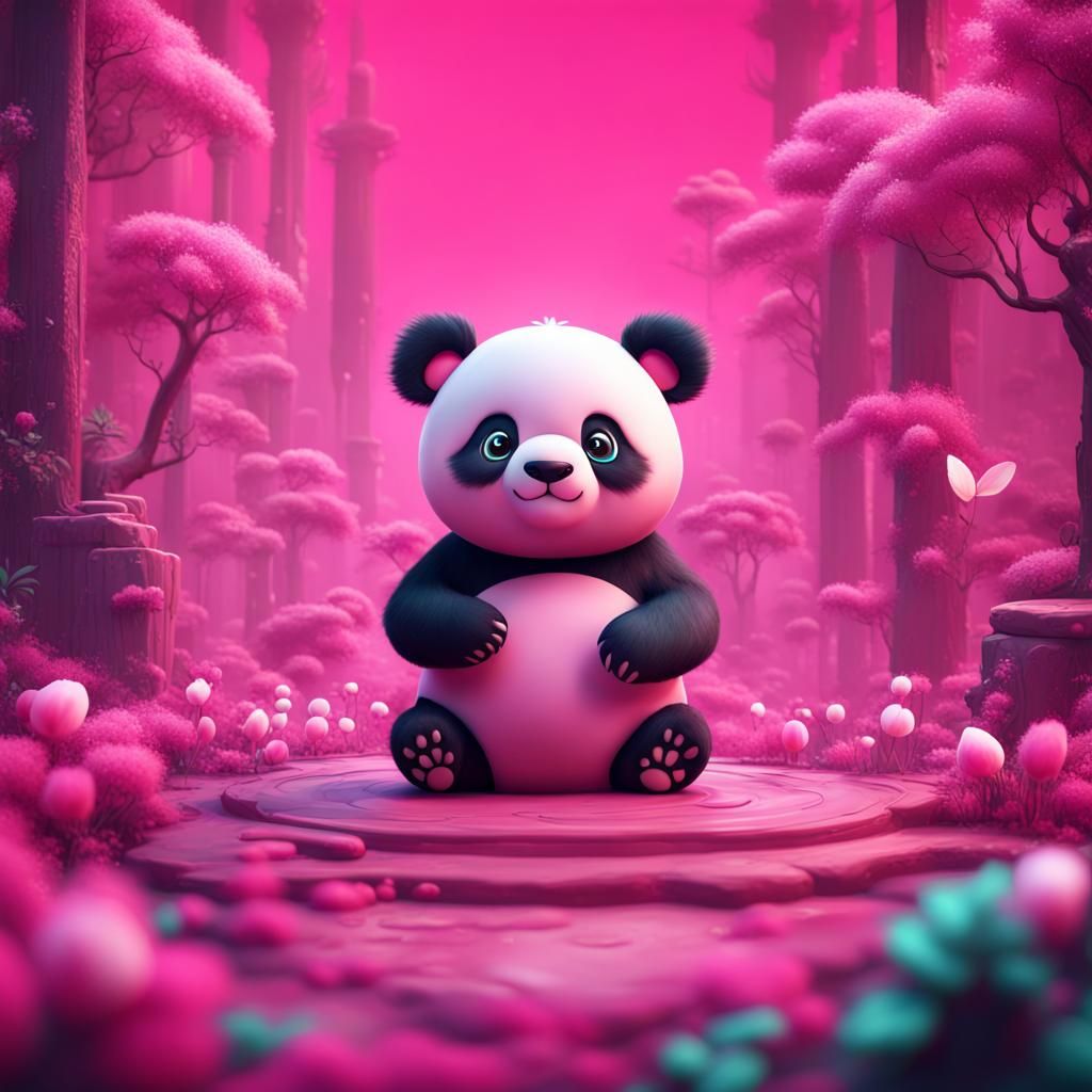 Pink panda - AI Generated Artwork - NightCafe Creator