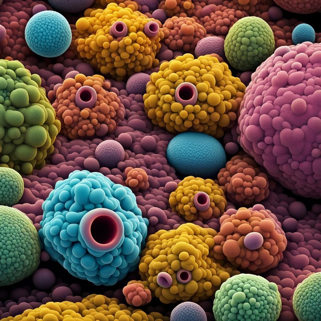 scanning electron microscopy SEM Image of weird colorful cosmic world