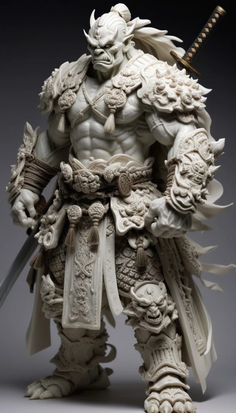Marble Sculpture of Orc Samurai  by @DarK StaR