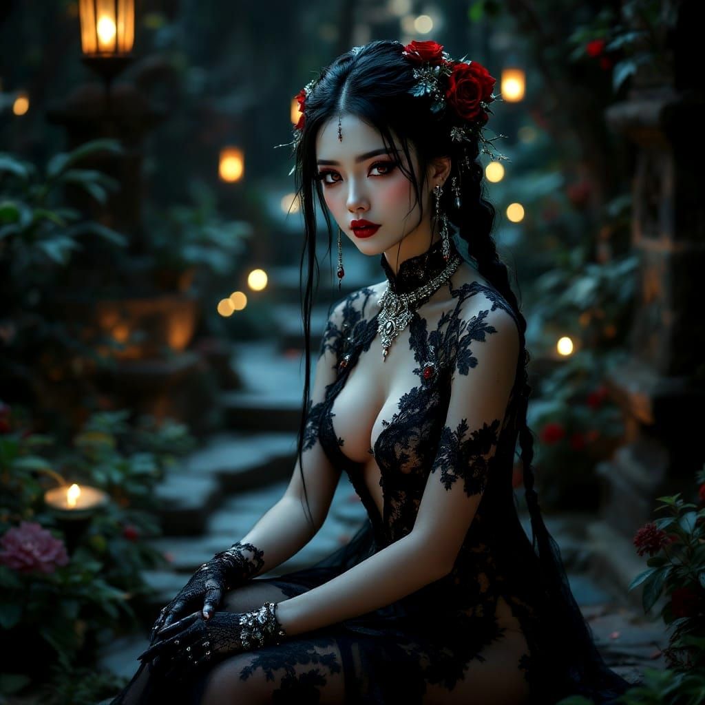 Gothic asian flower  by @Babel