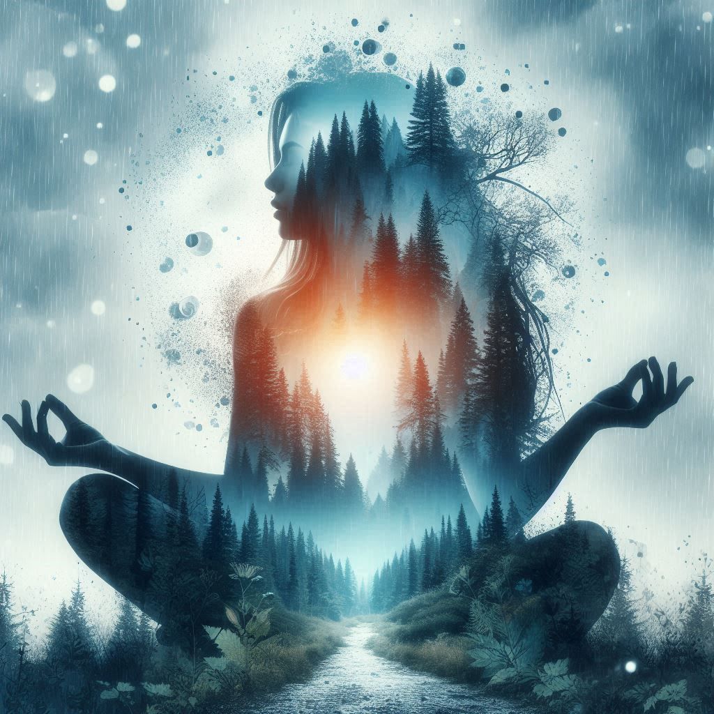 double exposure beautiful fantasy DALL-E 3 portrait landscap...