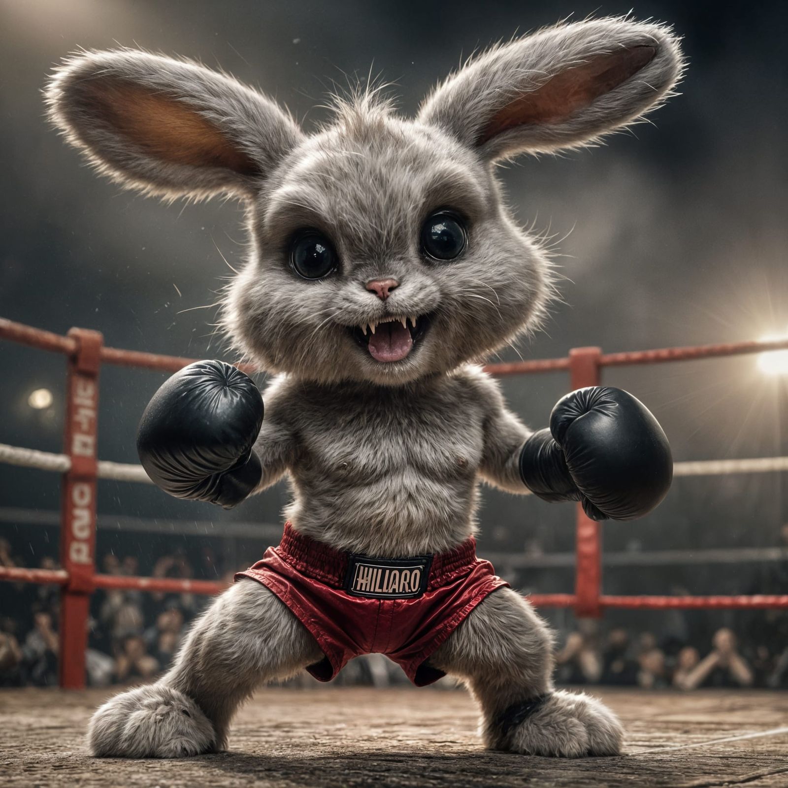 A rabbit boxing