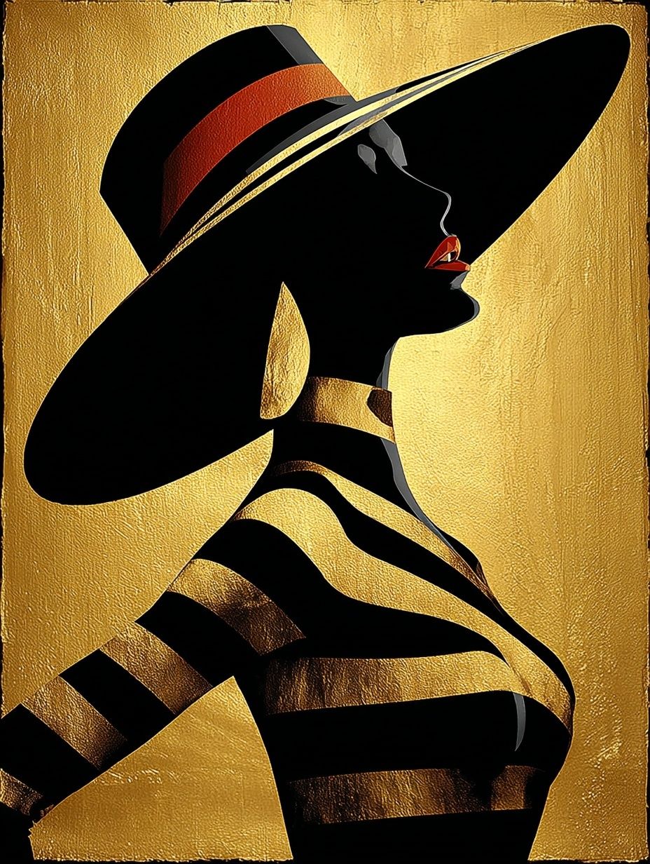 Woman in black and gold