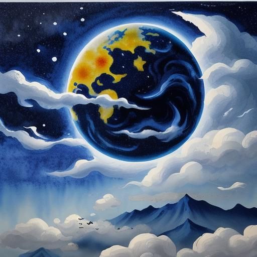 Soaring Chinese Dragon in Gouache Style Painting