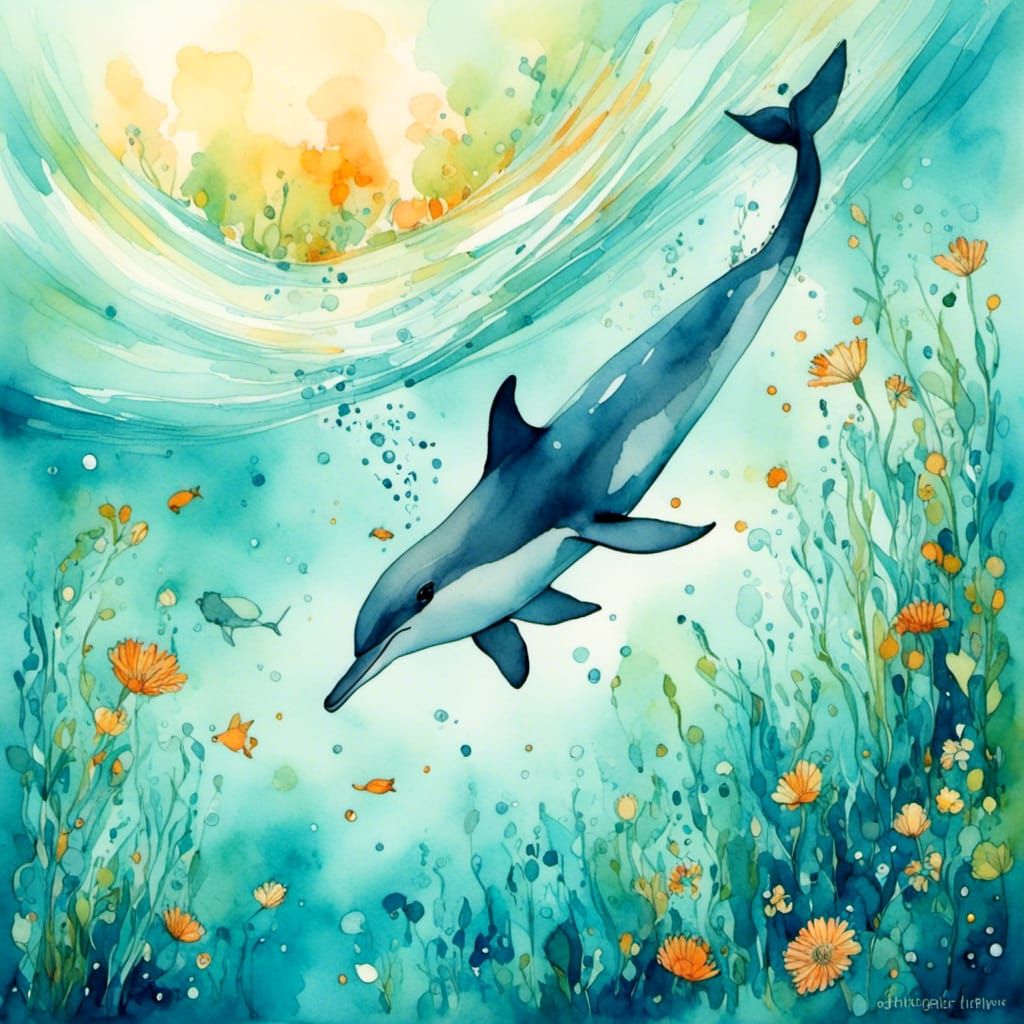  <lora:Simpel:1.0> diving dolphin