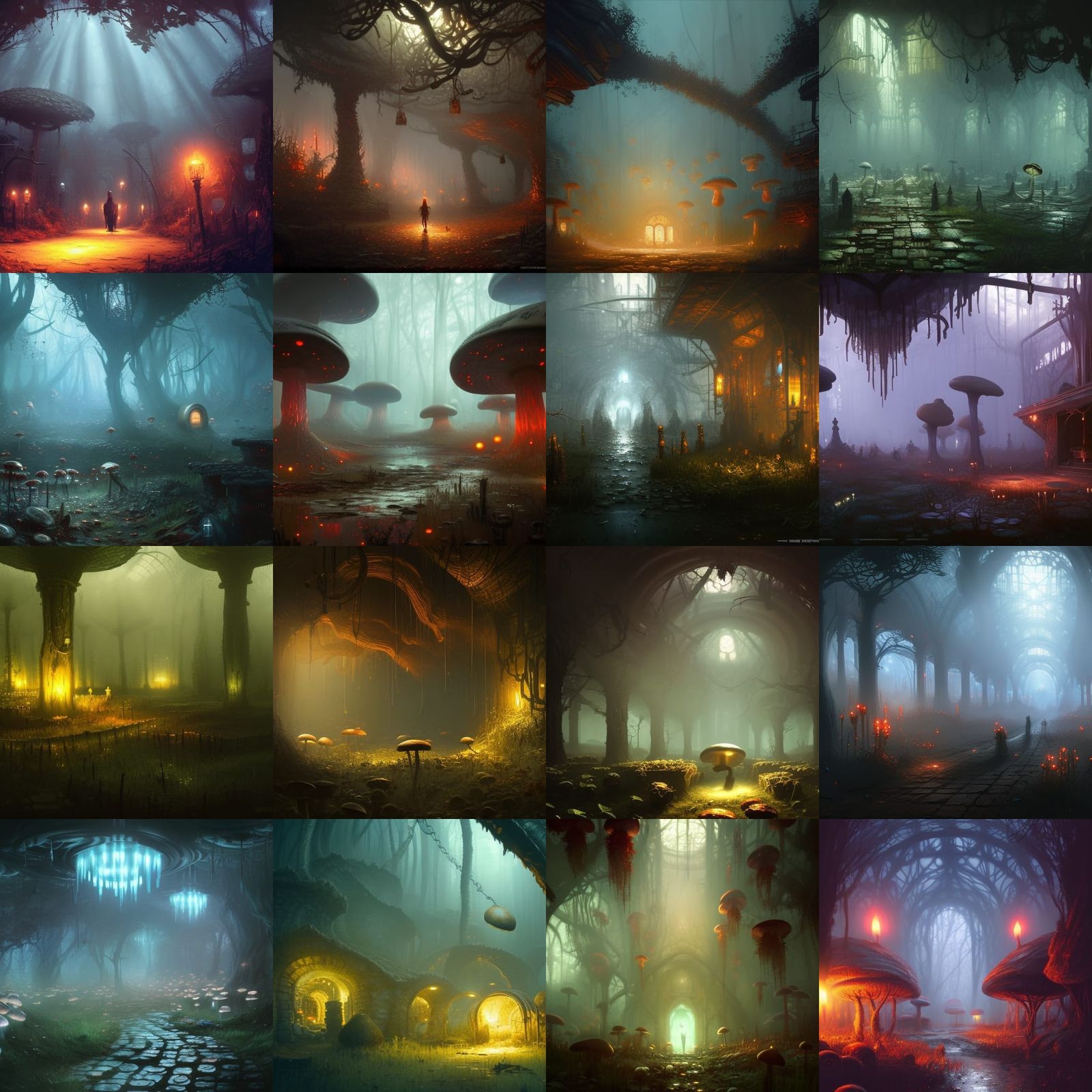 dark underground mushroom farm