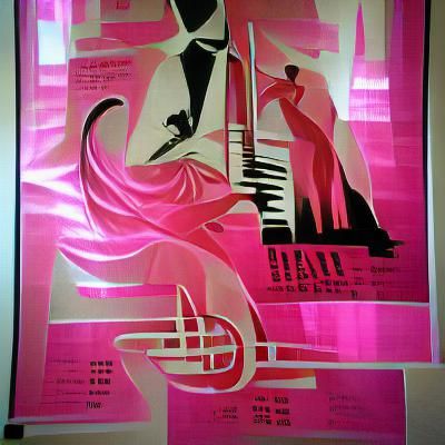 Jazz poster, art deco, pink and black