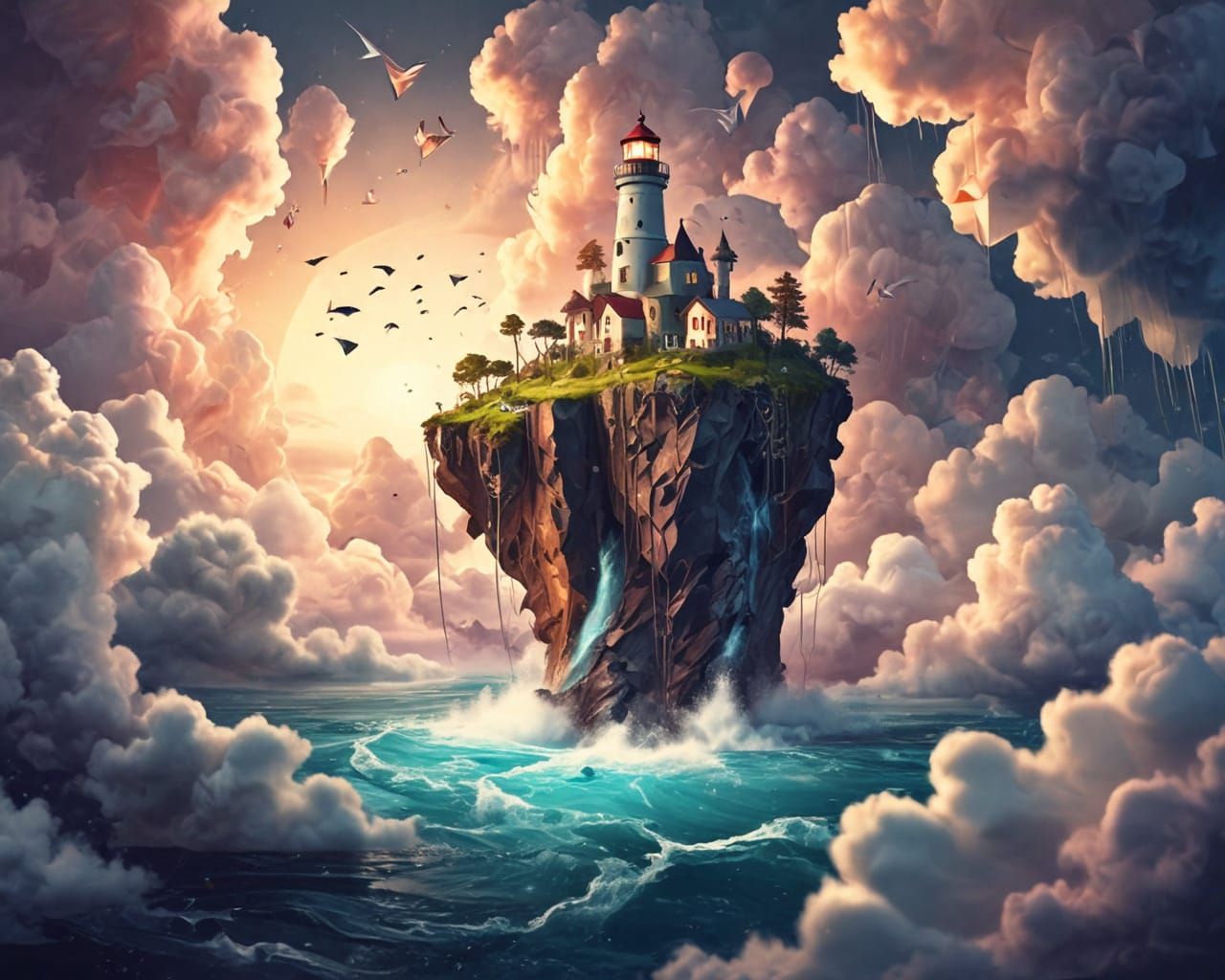 Lighthouse. Abstract scene.