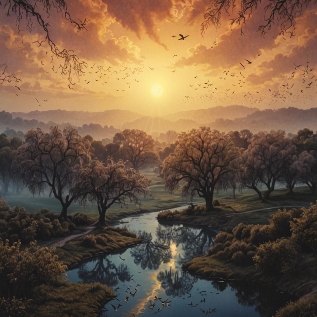 Zentangle Forest: Romantic Photorealistic Landscape Art