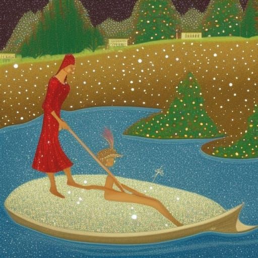 Glitter rode across the river, sees glitter - glitter in the...