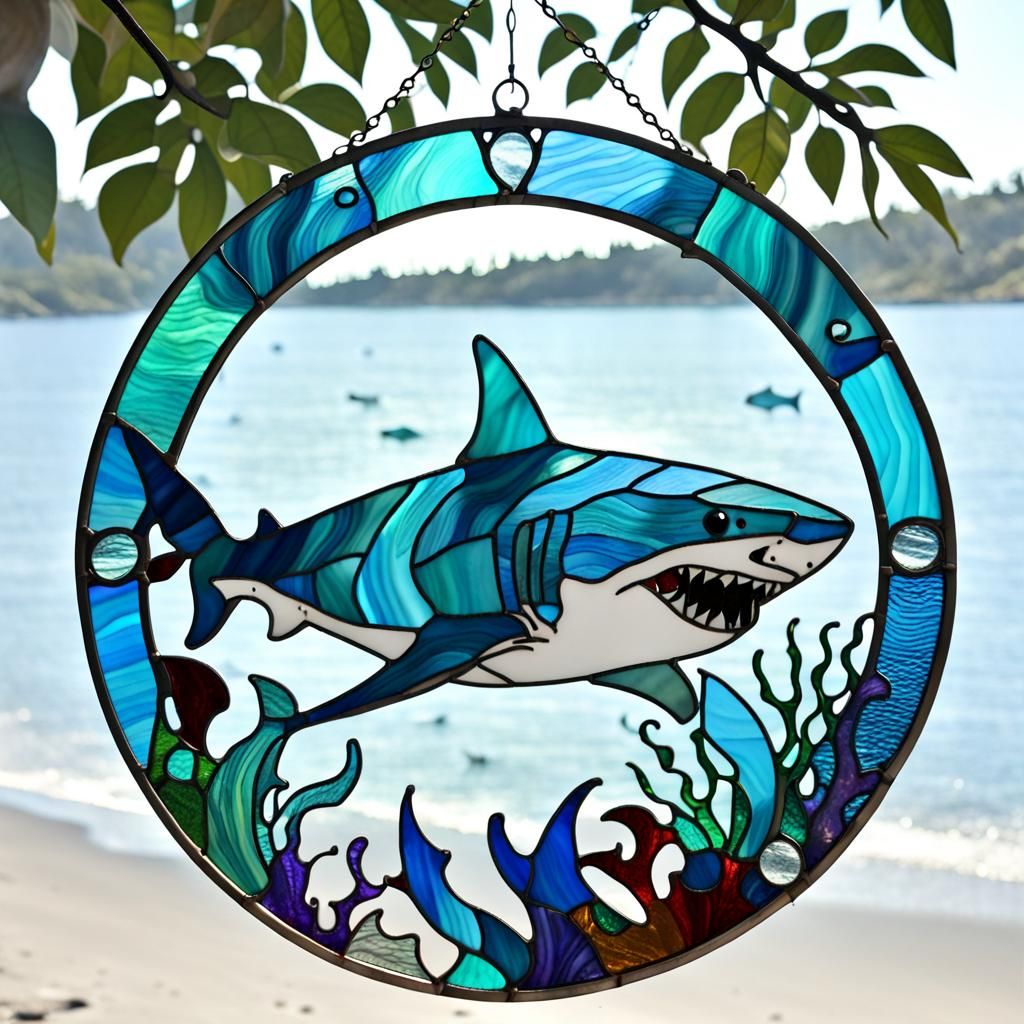 stained glass shark - AI Generated Artwork - NightCafe Creator