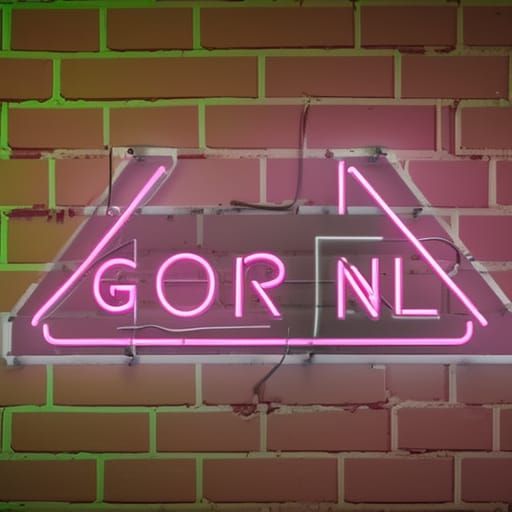 A pink neon softly glowing sign that reads "GIN BAR" words, ...