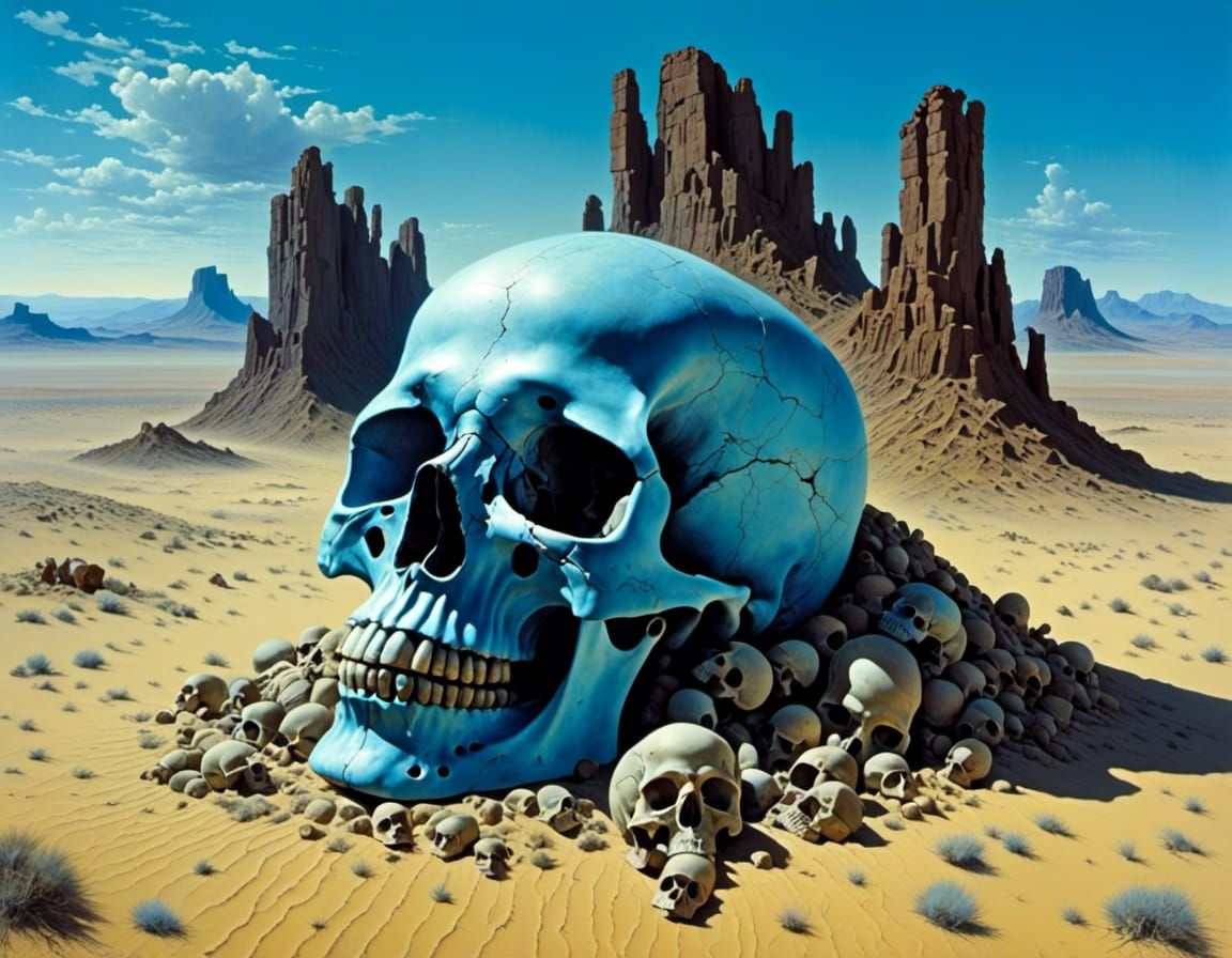 blue skull monument