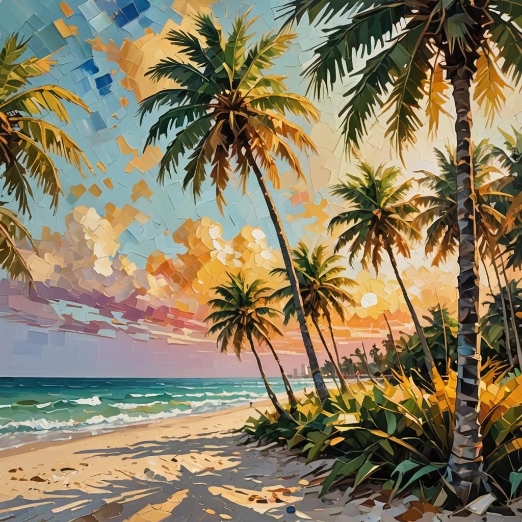 palm trees along the beach in miami Professional photography, bokeh, natural lighting, canon lens, shot ...  by @lisabynature