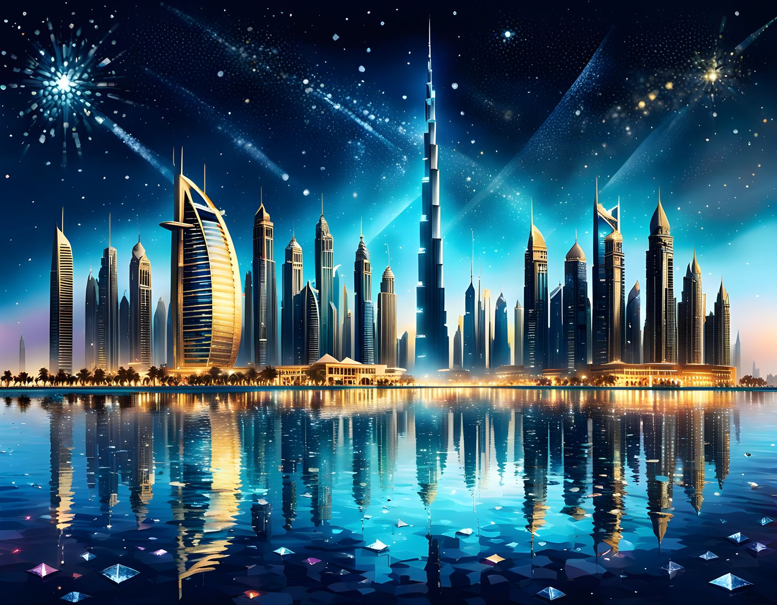 Dubai Skyline Glittering like Diamonds  by @KBunny001