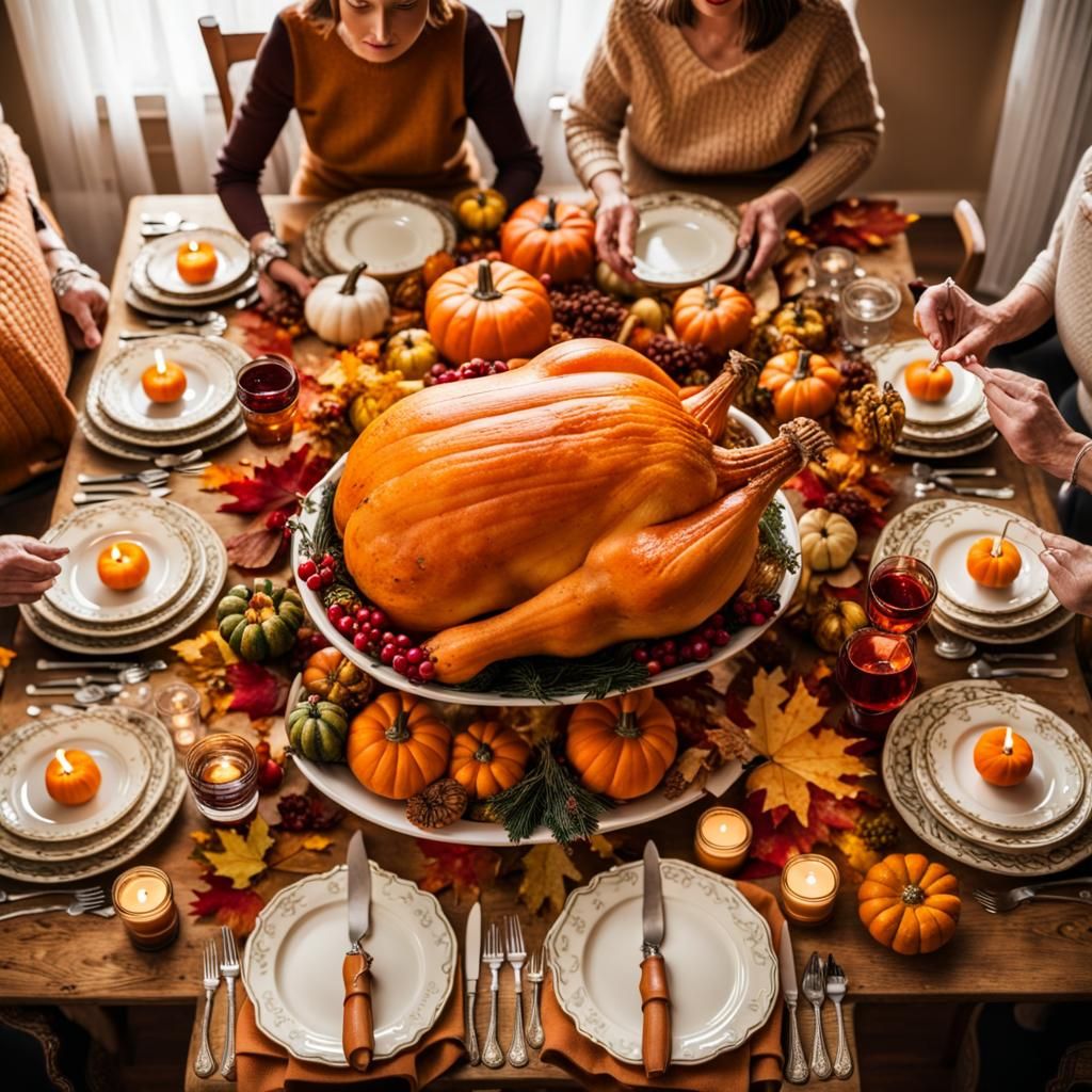 HYPERDETAILED CLASSIC TRADITIONAL THANKSGIVING DINNER WITH ALL THE