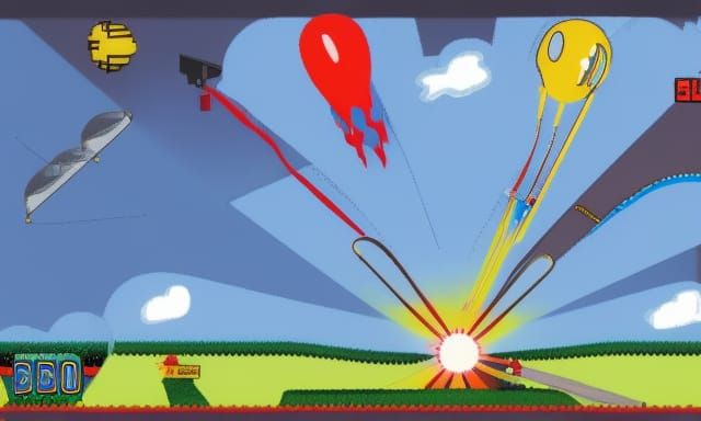 80s arcade game missile command with weather balloons