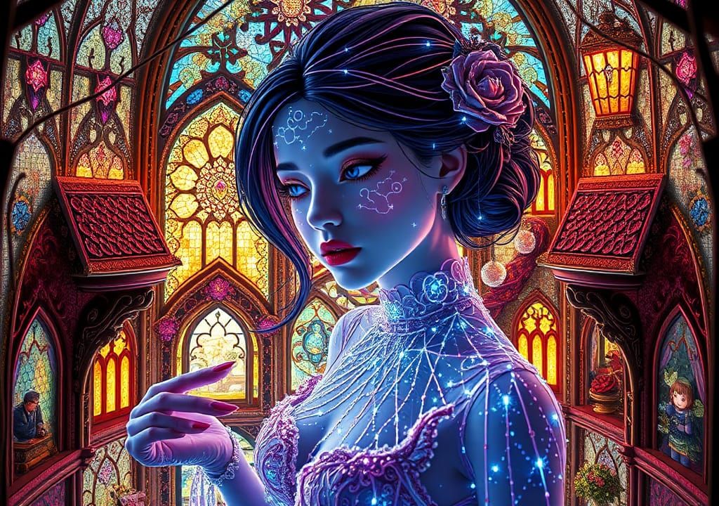 Crystal-String Goth Girl in Fabergé Village