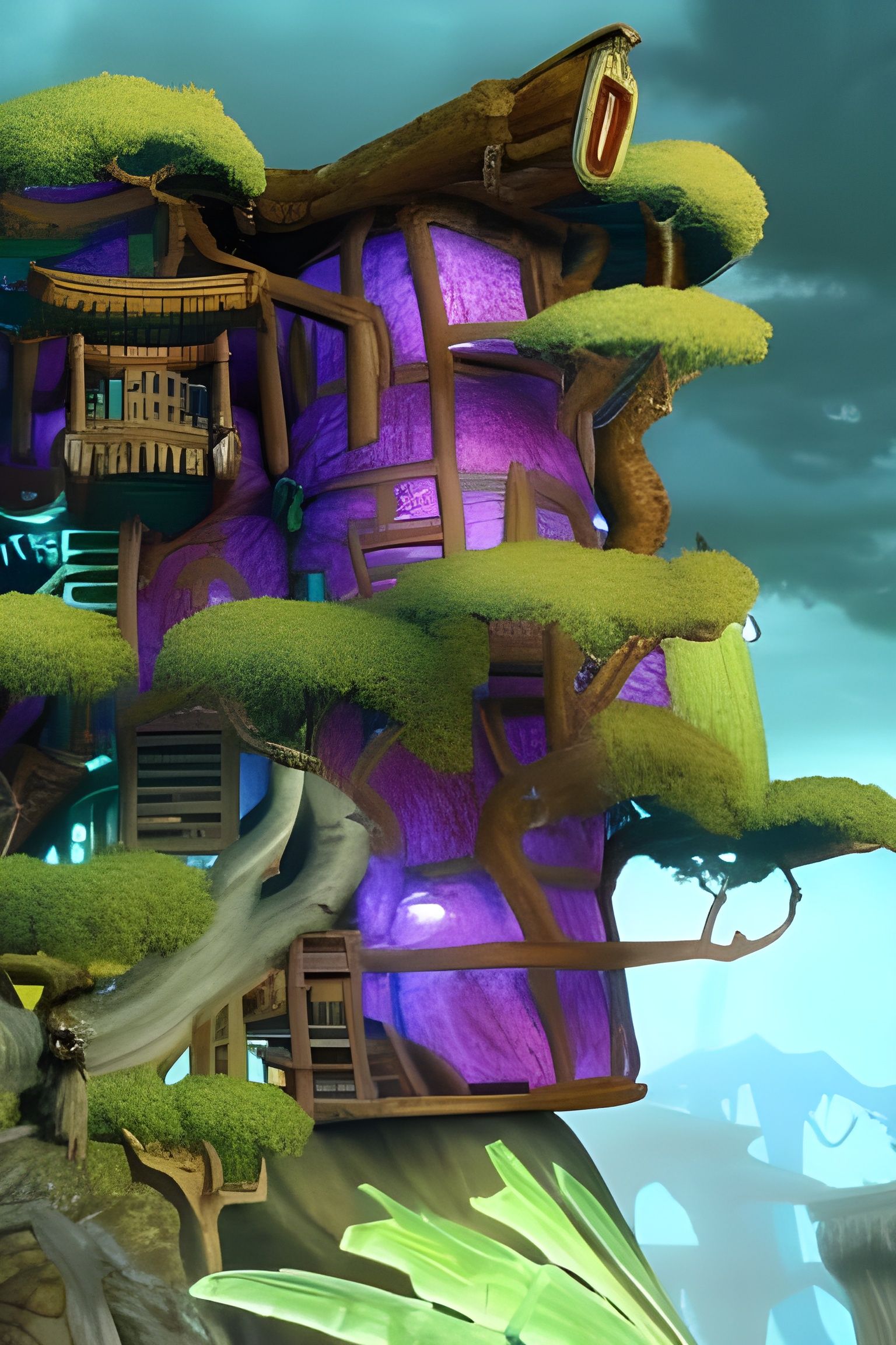 Retro Video Game Treehouse Level AI Generated Artwork NightCafe Creator