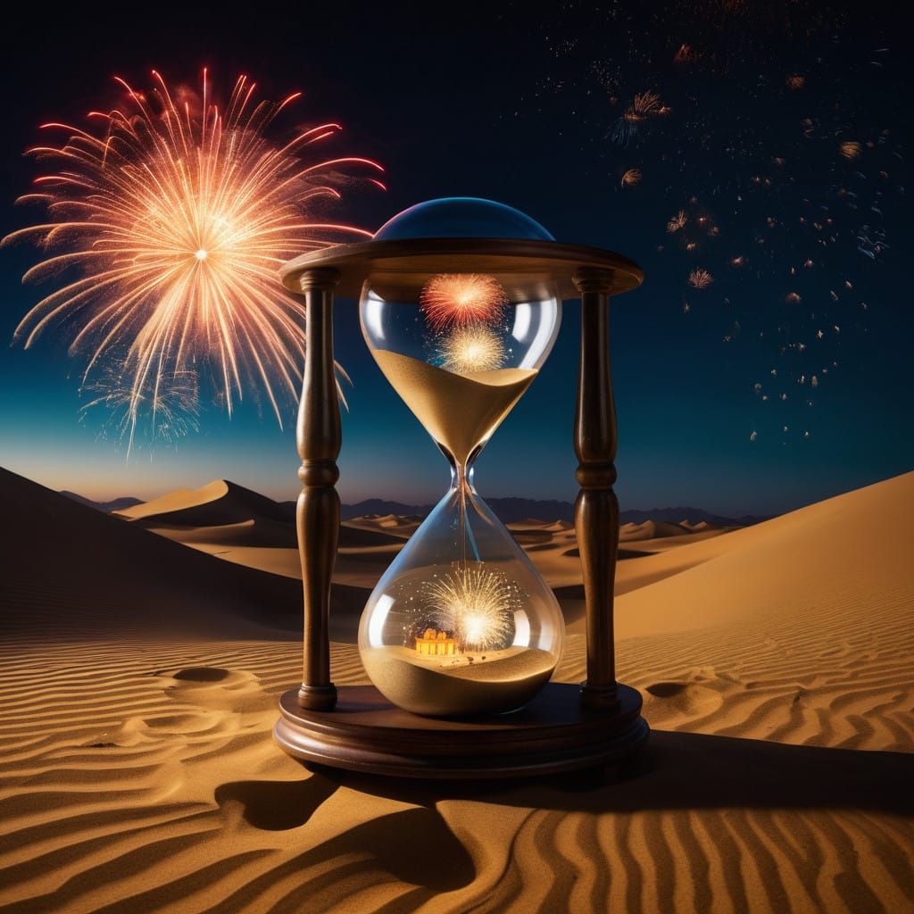 Sands in an hourglass counting down till the New Year