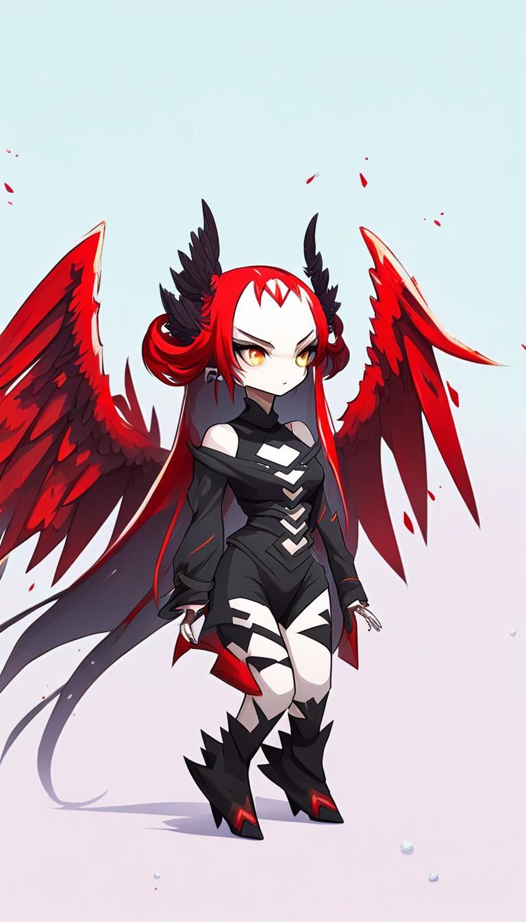 Light hot girl style fallen angel monster character(character design)(whole body)