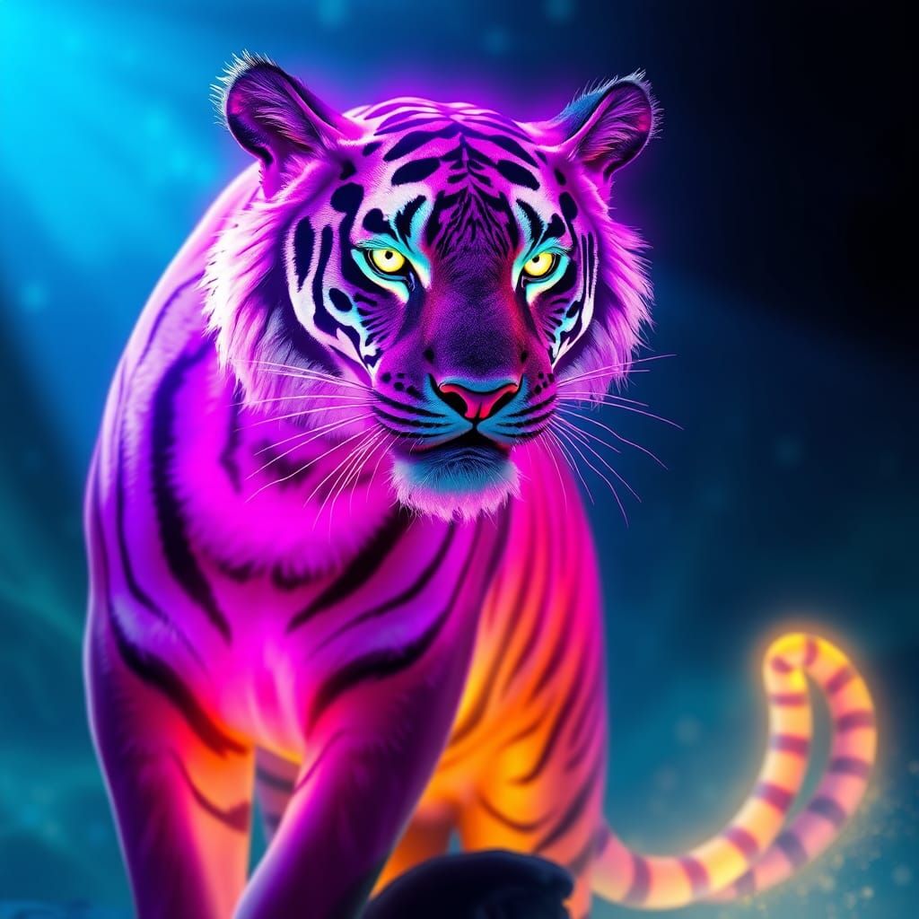 Luminescent Tiger in Fantasy Concept Art Style