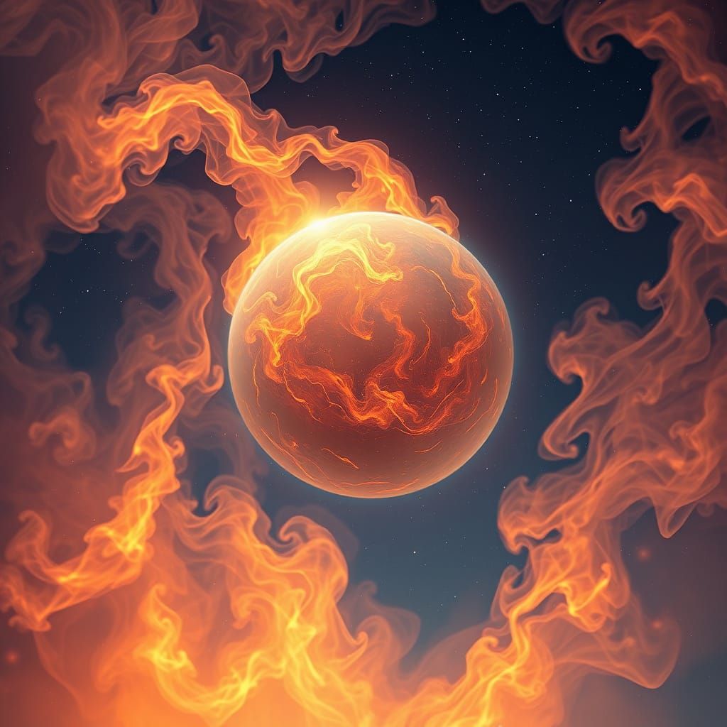 Ethereal Sphere of Sorrow in Starry Sky