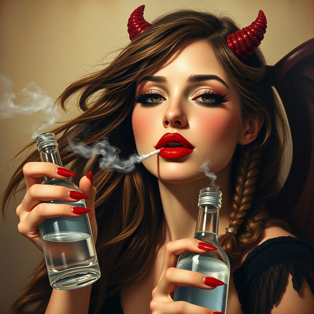 Brunette woman blowing kisses
Emo man smoking a joint 
Stunn...