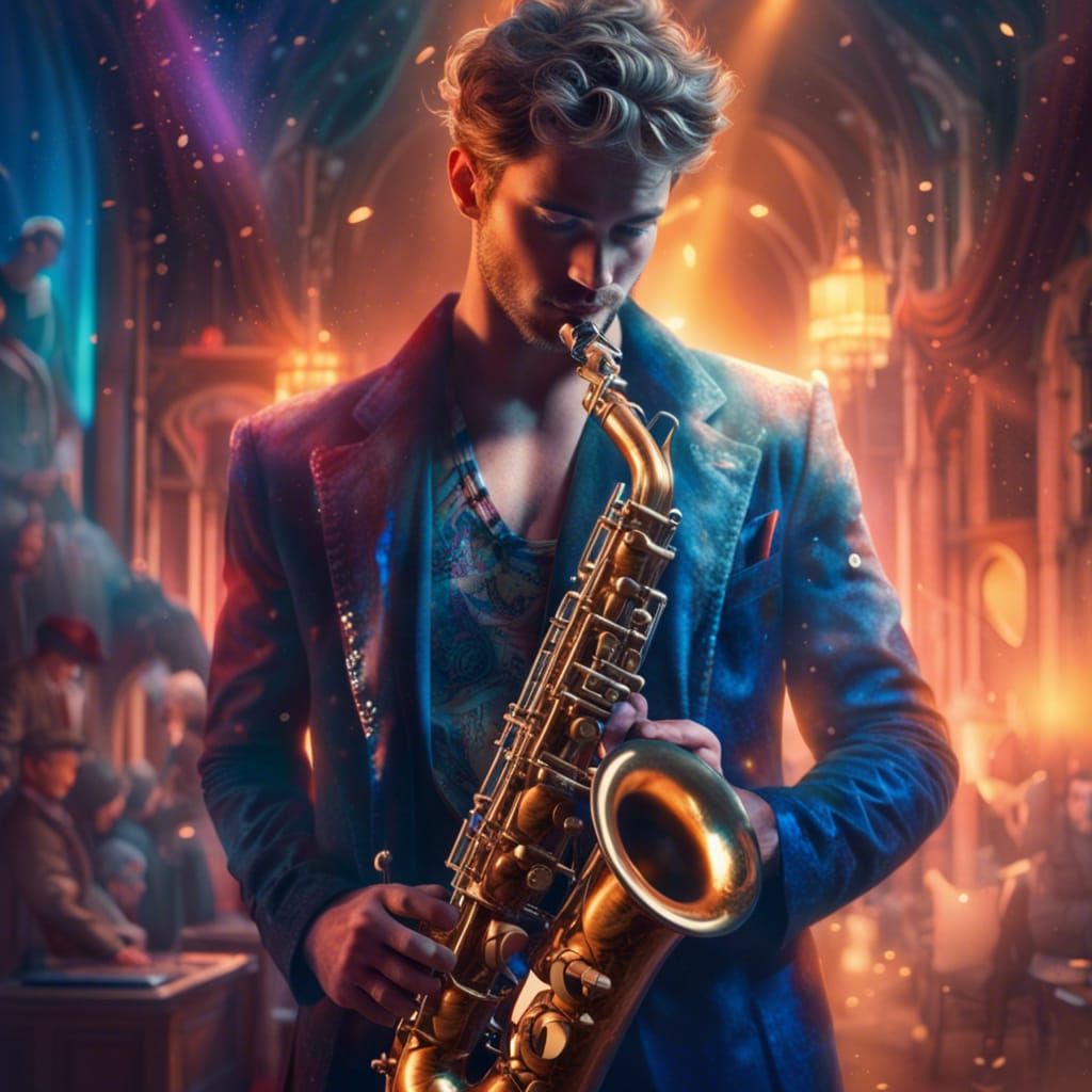 Gorgeous man with saxophone