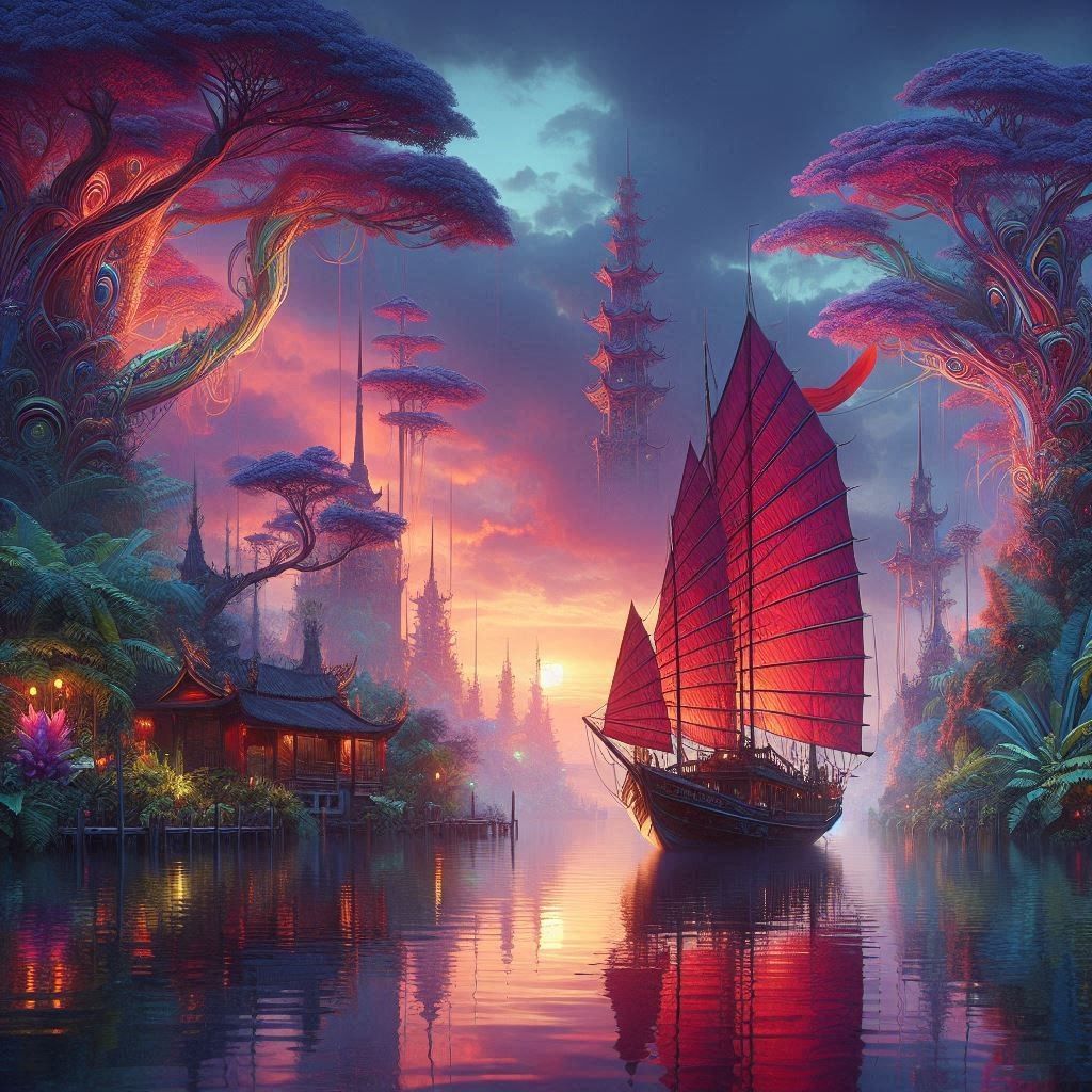 Old Asian Boat at Harbor  by @Alyarie