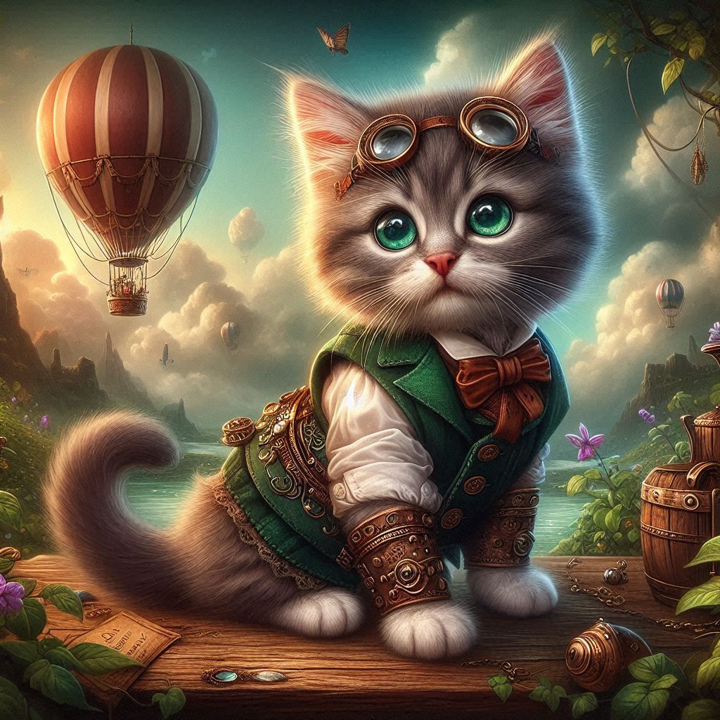 A Steampunk Kitty ty Clovers_AI_Art @Clovers_AI_Art